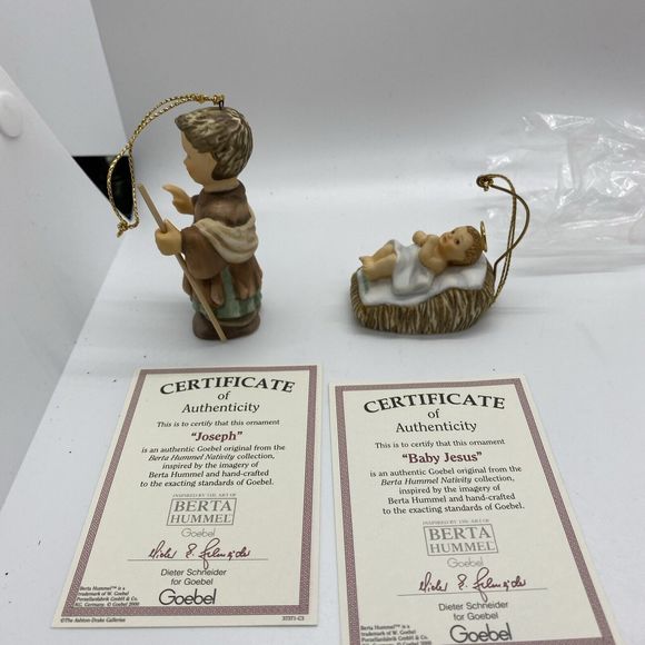 1996 Goebel Studio Berta Hummel Nativity Set - 6 - Cards & Boxes 3 Kings, Jesus - Picture 11 of 16